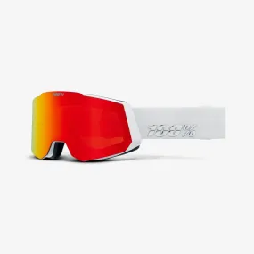 100% Snowcraft White - HiPER Red Mirror   HiPER Turquoise Mirror Snow Goggle