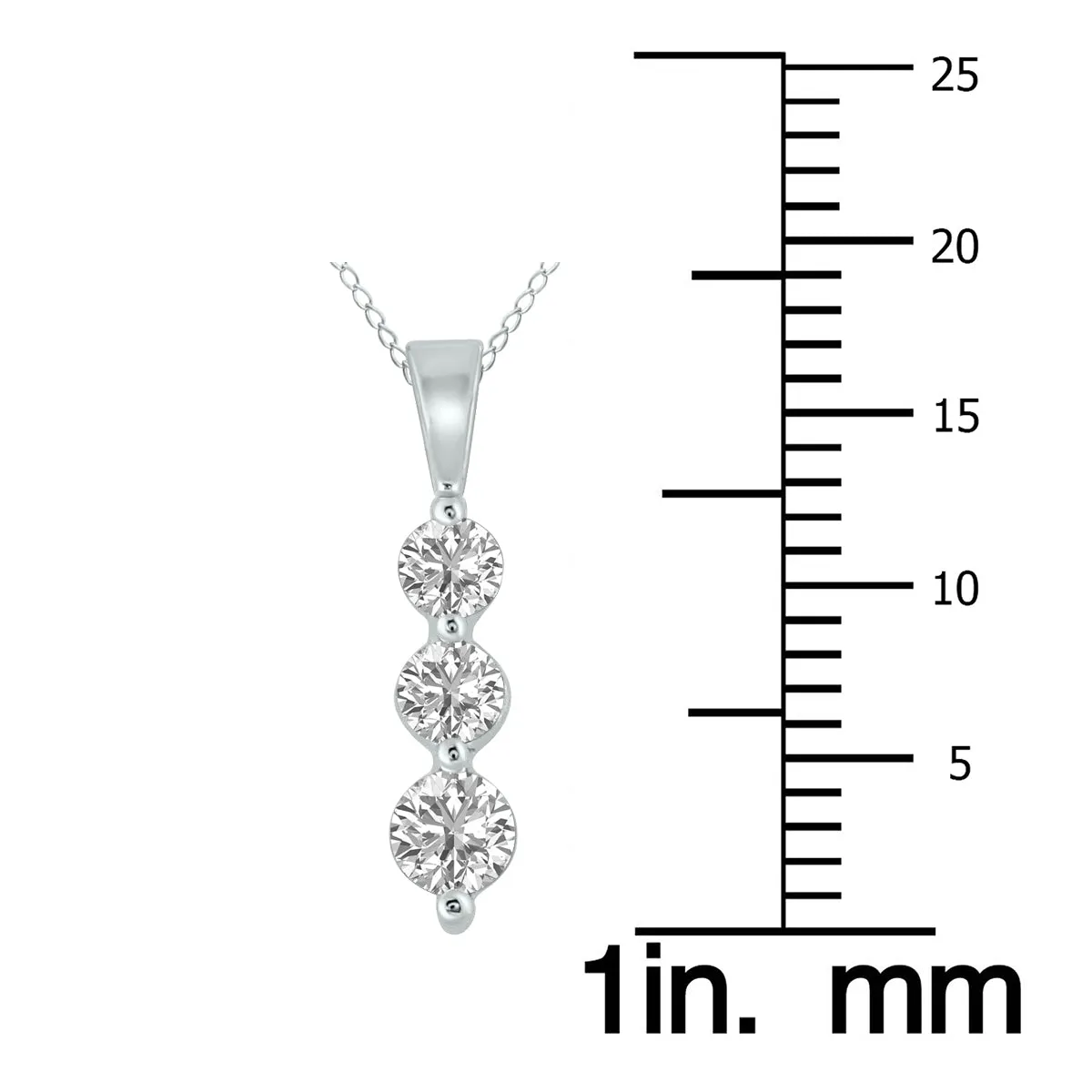 1/2 Ctw Lab Grown Diamond Three Stone Snow Pendant In 10K White Gold