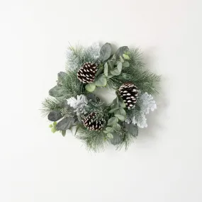 14"H Sullivans Snow Sugar Pine Christmas Mini Wreath, Green