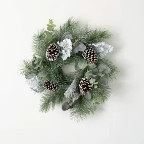 16"H Sullivans Snow Sugar Pine Christmas Mini Wreath, Green