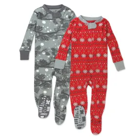 2-Pack Organic Cotton Holiday Snug-Fit Footed Pajamas