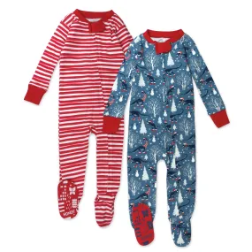 2-Pack Organic Cotton Holiday Snug-Fit Footed Pajamas