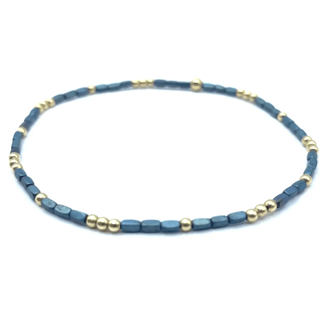 2mm Harbor Blue   Gold Filled Waterproof Bracelet