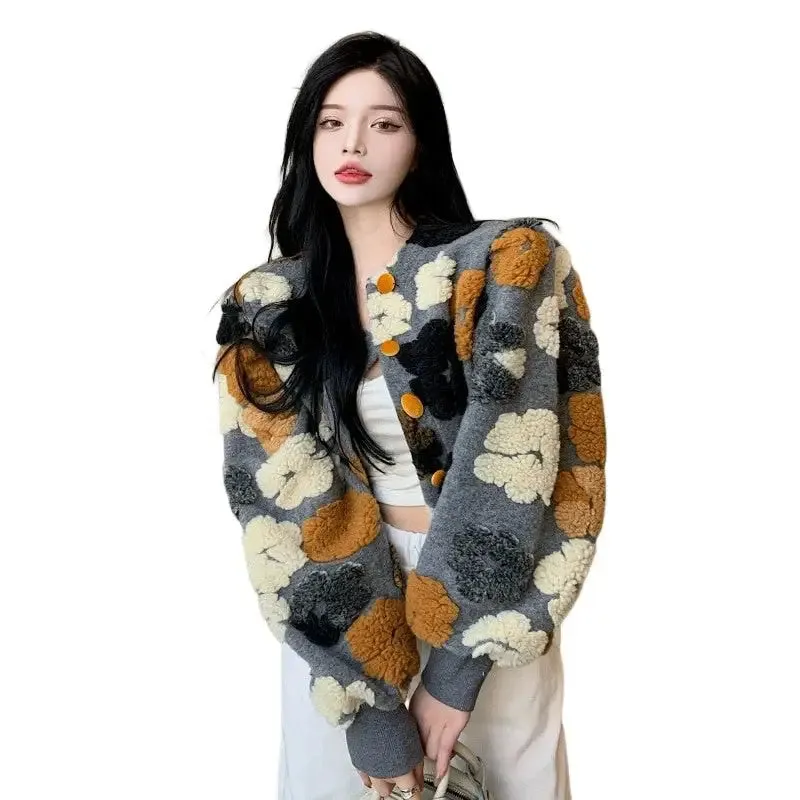 3D Flower Colorfull Long Sleeved Jacket