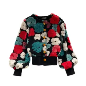 3D Flower Colorfull Long Sleeved Jacket