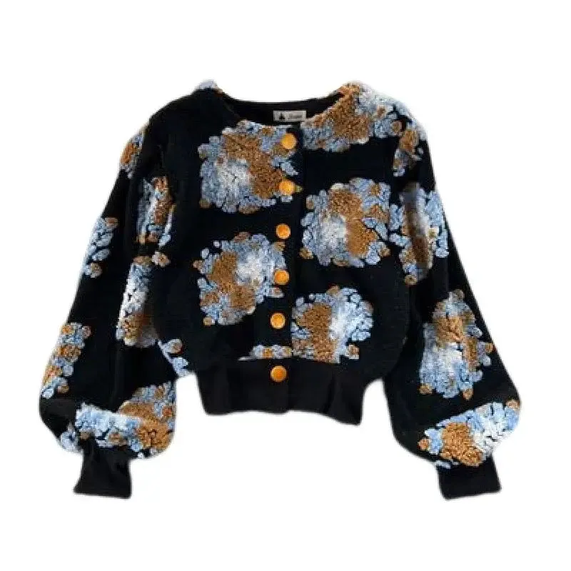 3D Flower Colorfull Long Sleeved Jacket