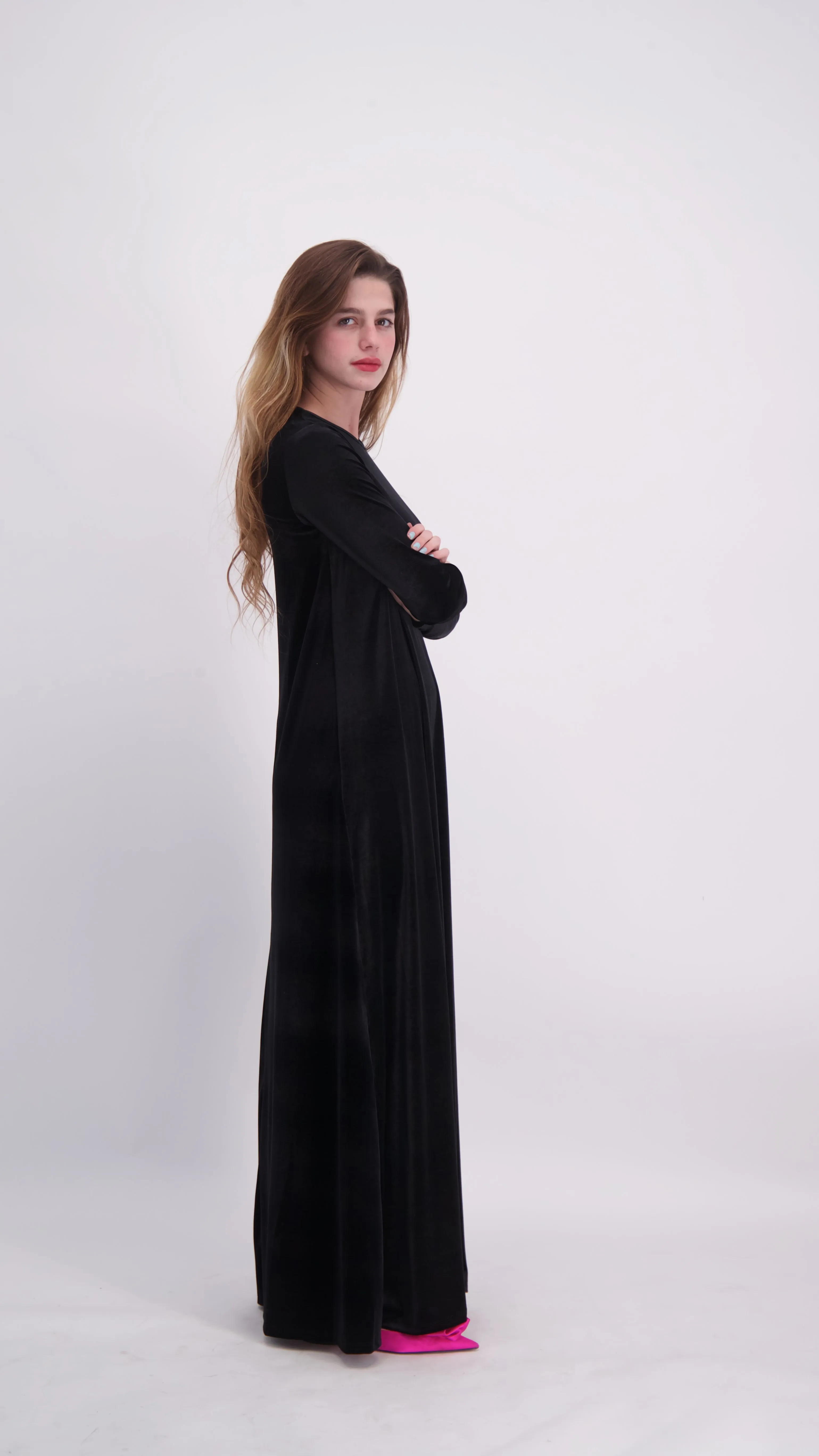 A-line Maxi Velvet Dress / Black