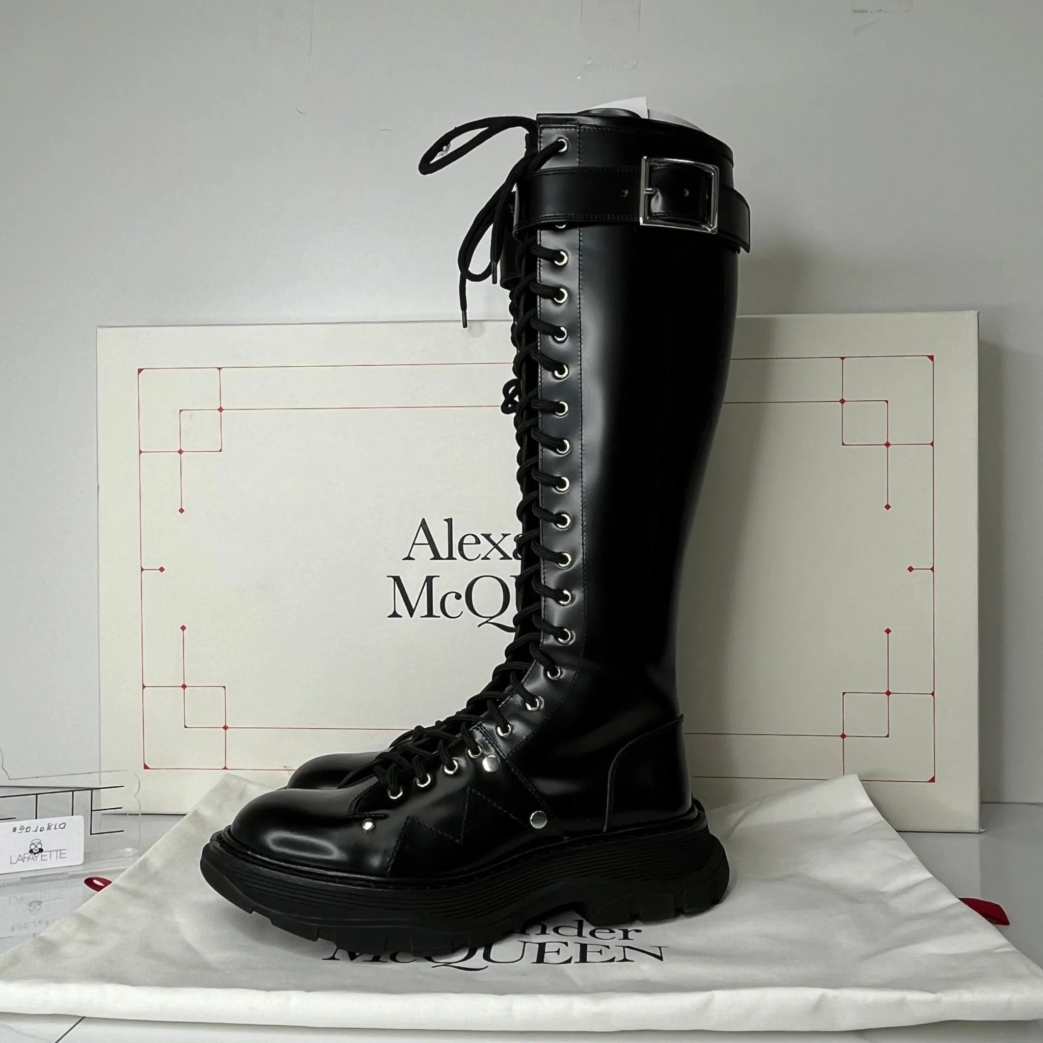 Alexander McQueen Women’s Tread Lace-Up Tall Boots - 38