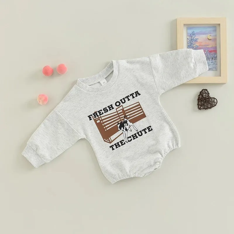 Baby Boys Solid Color Cartoon Print Long-sleeved Jumpsuit