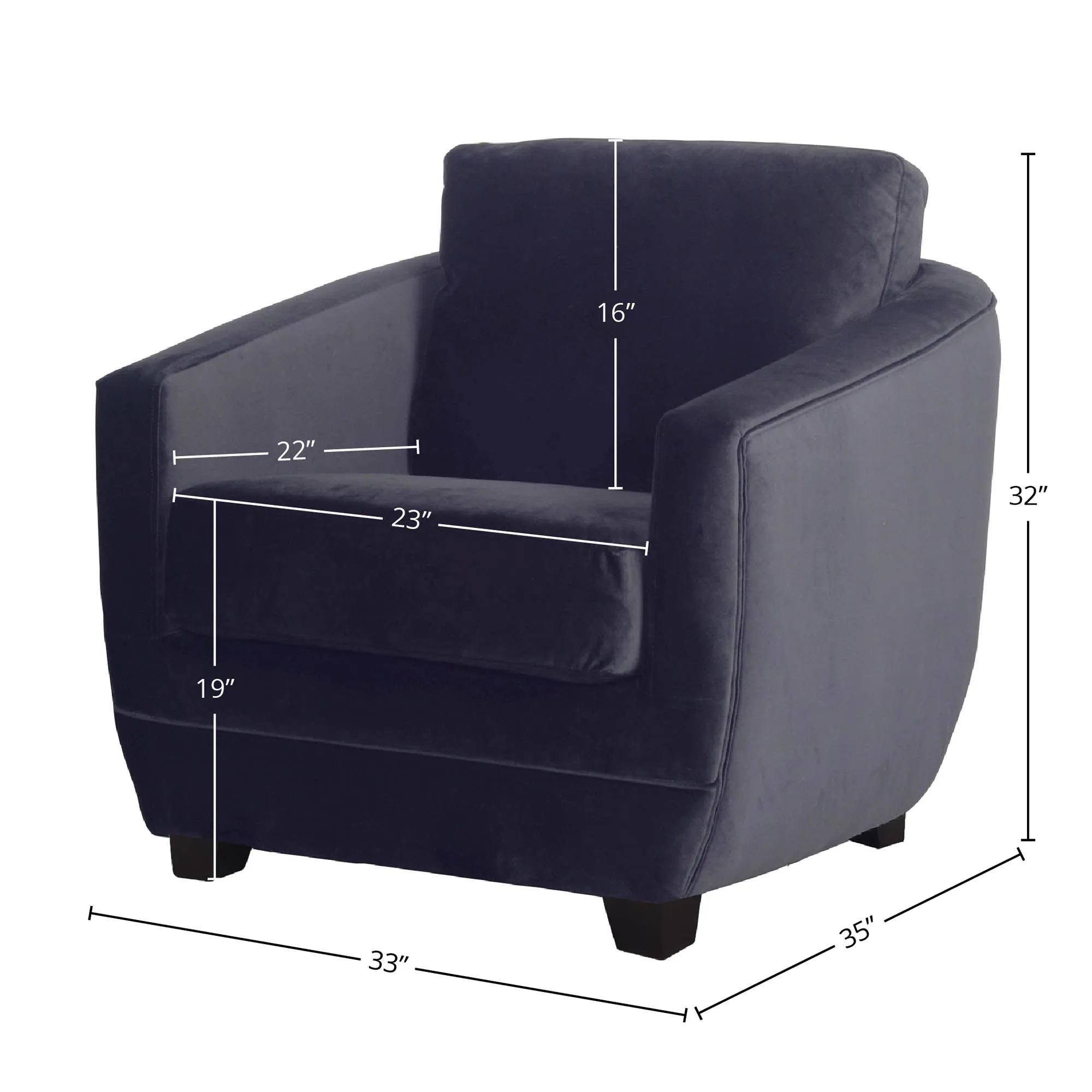 Baltimo Club Chair - Velvet Black