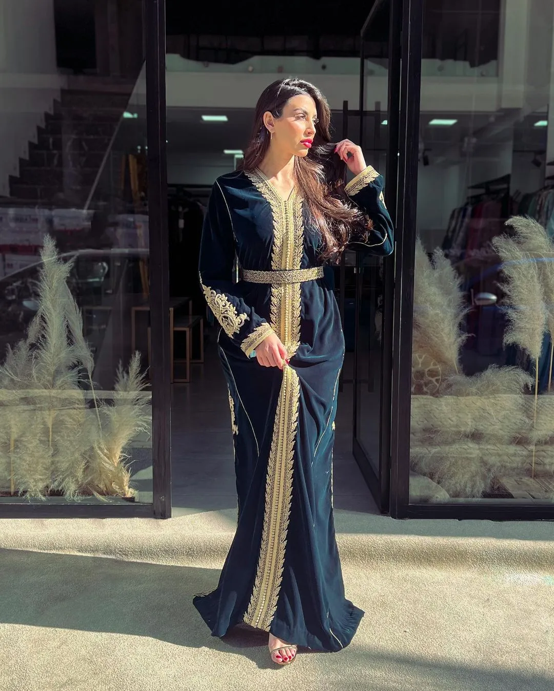 Black & Gold Velvet Kaftan