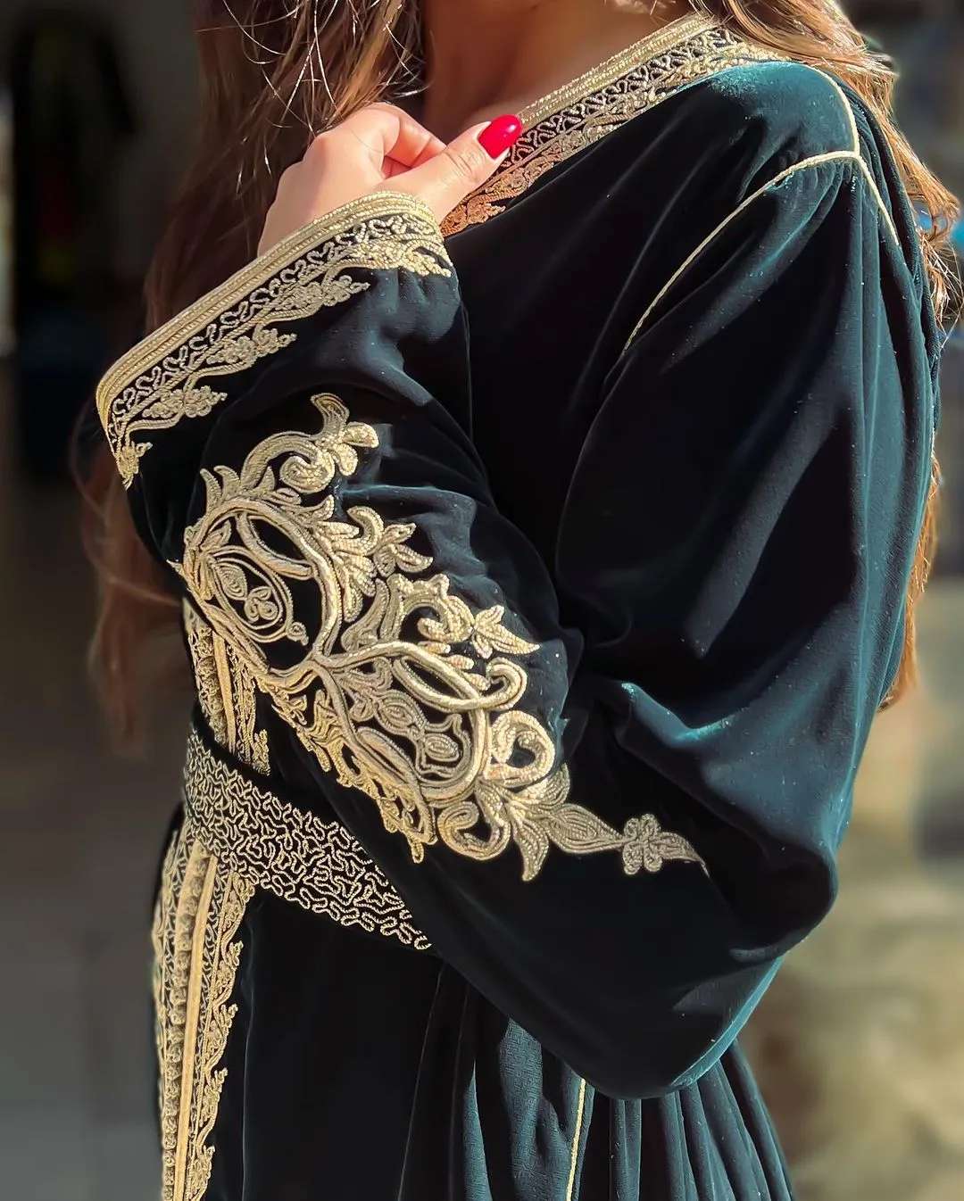 Black & Gold Velvet Kaftan