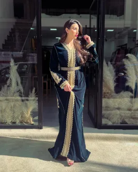 Black & Gold Velvet Kaftan