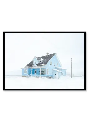 Blue Home In Snow, Poster