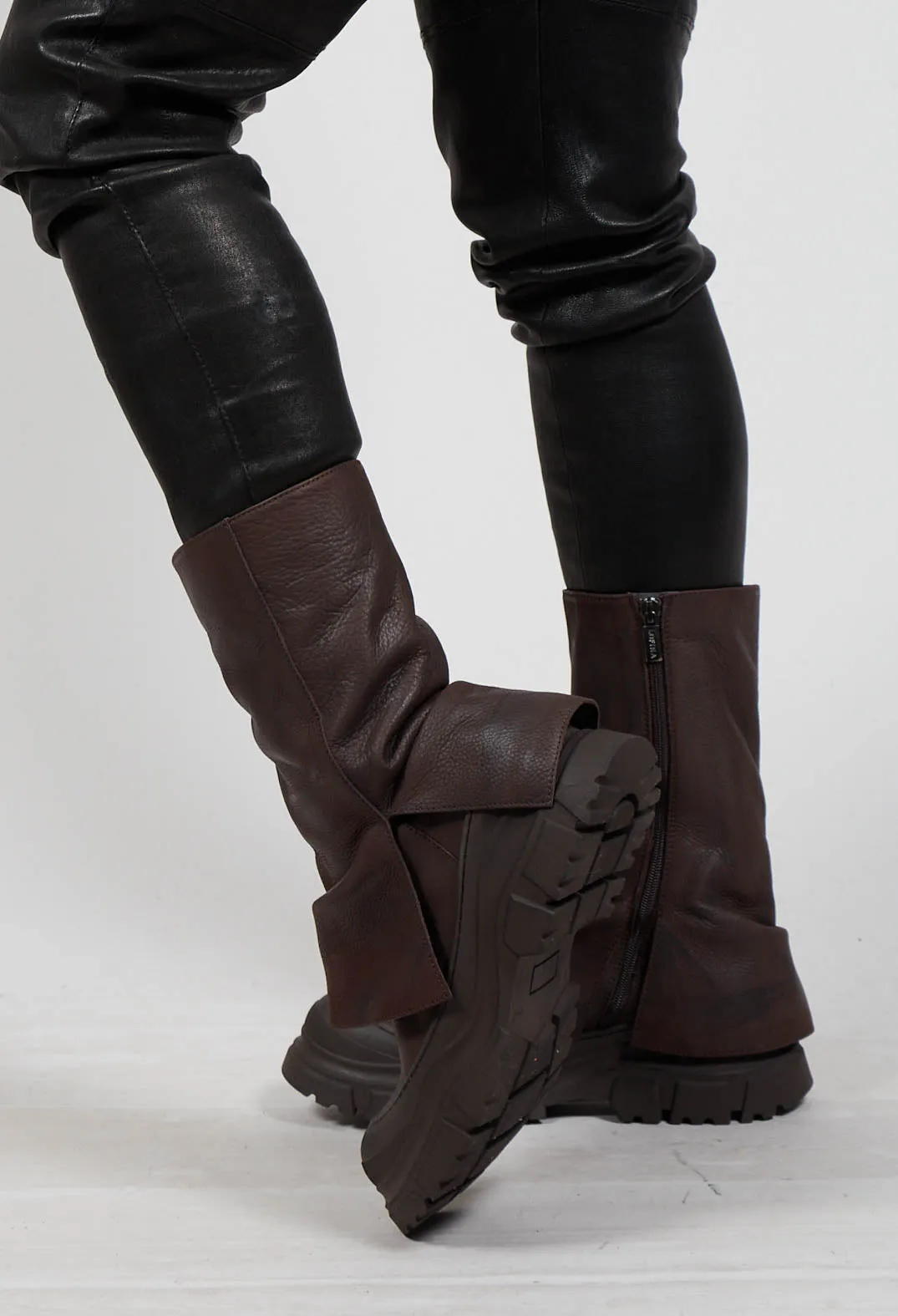 Boots with Fold Over Feature in Gasoline Chocolate