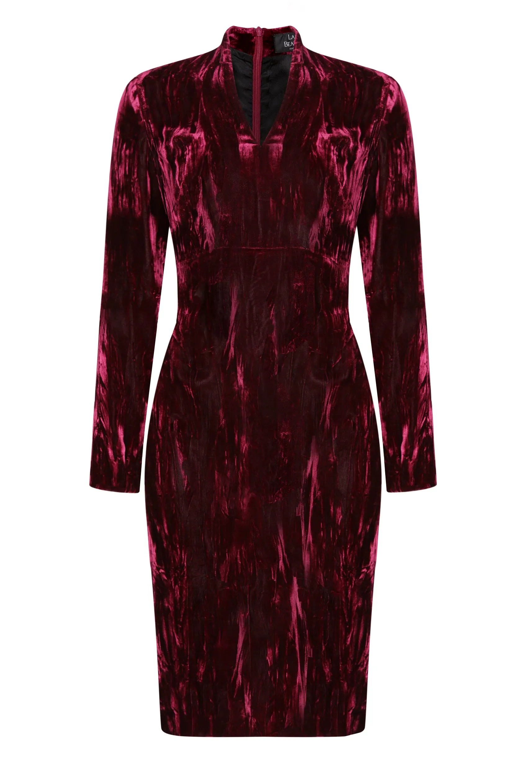 Burgundy Crushed Velvet Dress - Emma