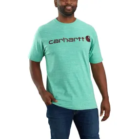 Carhartt Men's Signature Logo Short Sleeve T-Shirt_Sea Green Snow Heather