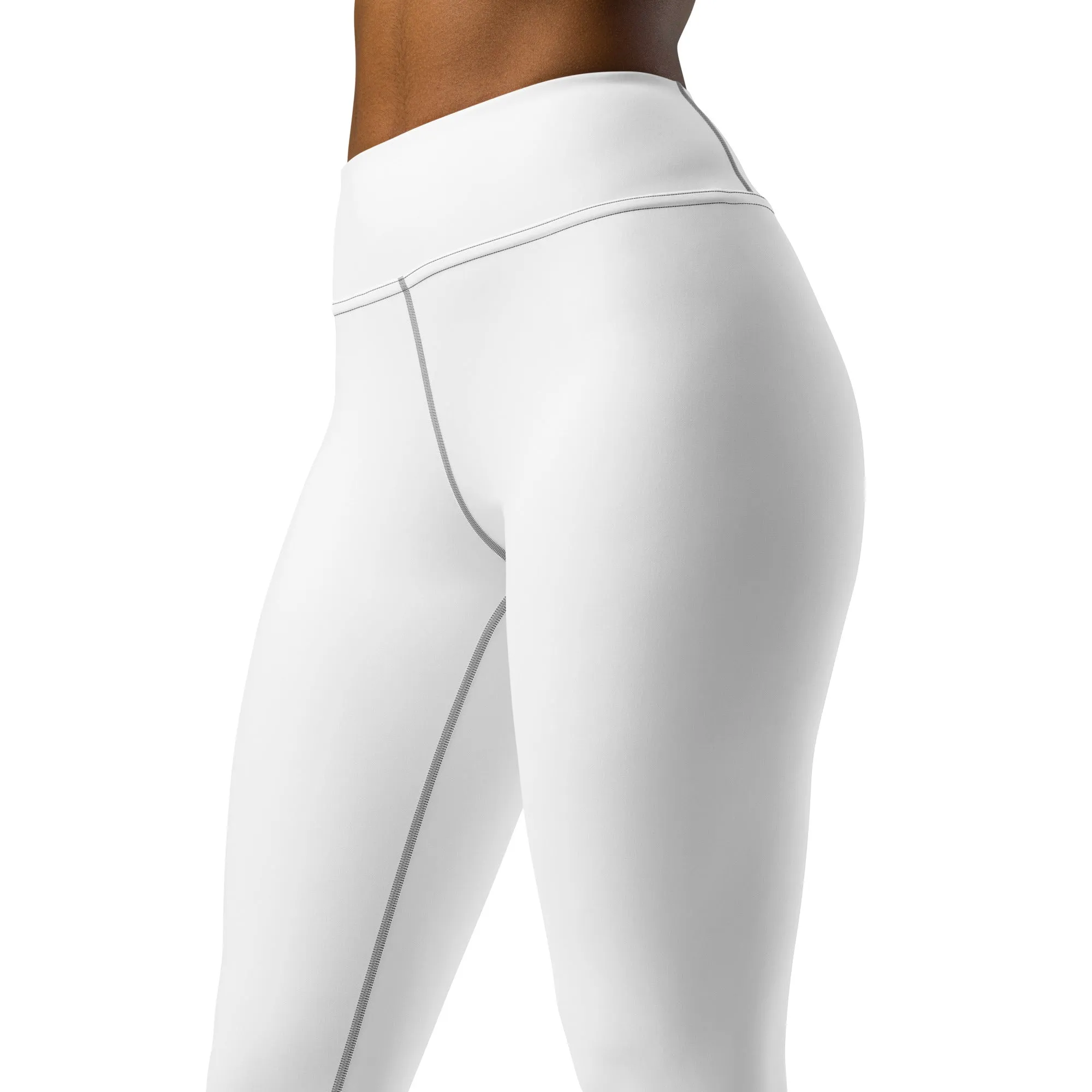 Chic Comfort: Women's Solid Color Workout Yoga Pants - Snow