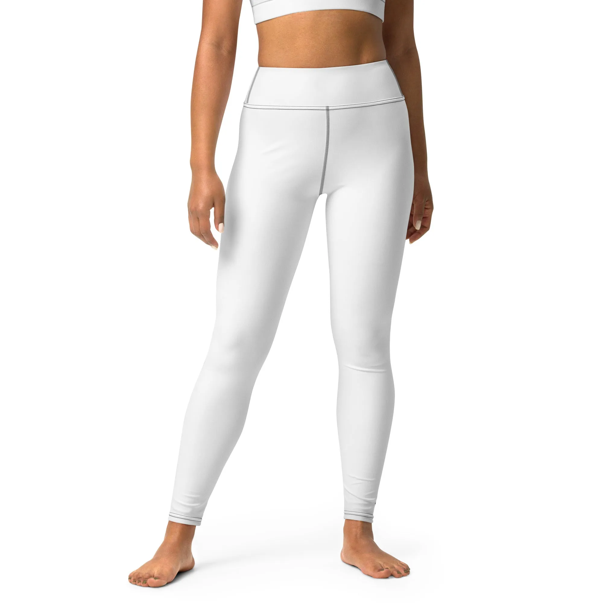 Chic Comfort: Women's Solid Color Workout Yoga Pants - Snow