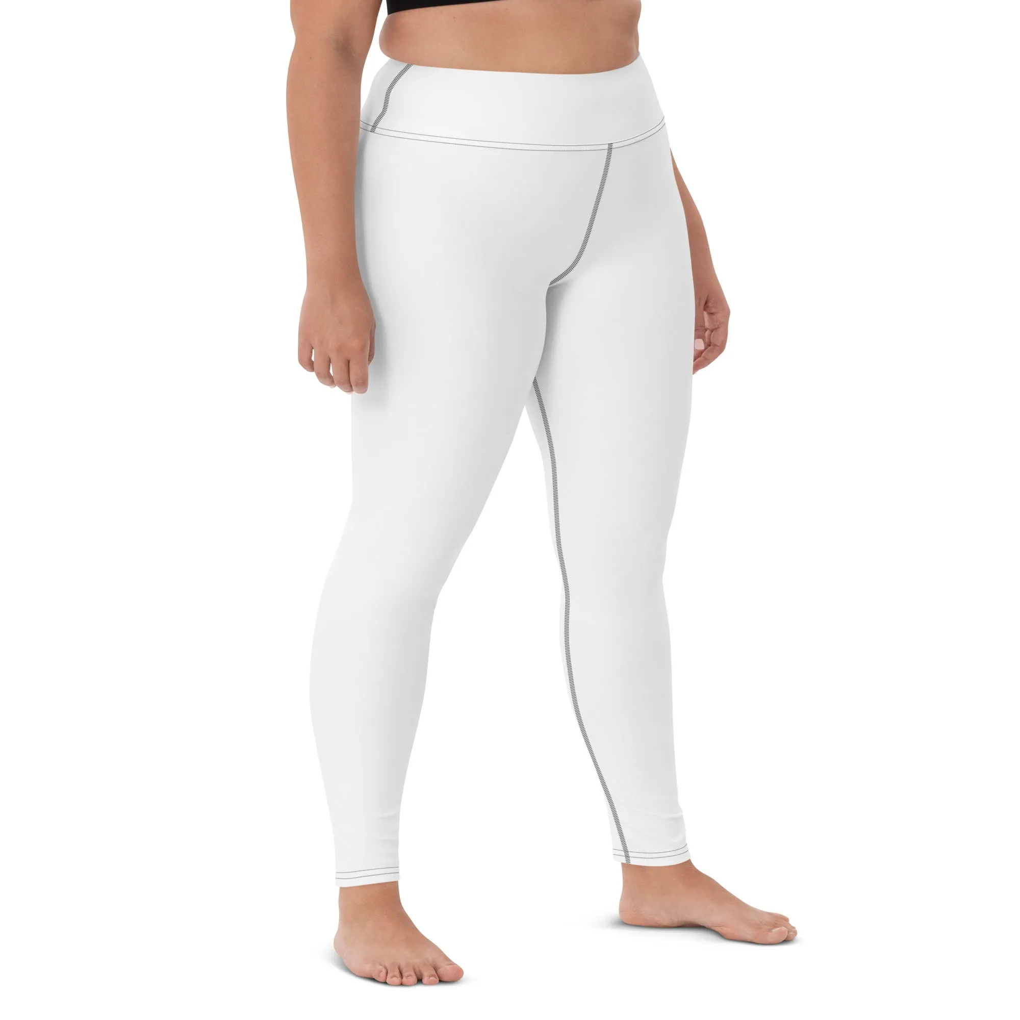 Chic Comfort: Women's Solid Color Workout Yoga Pants - Snow