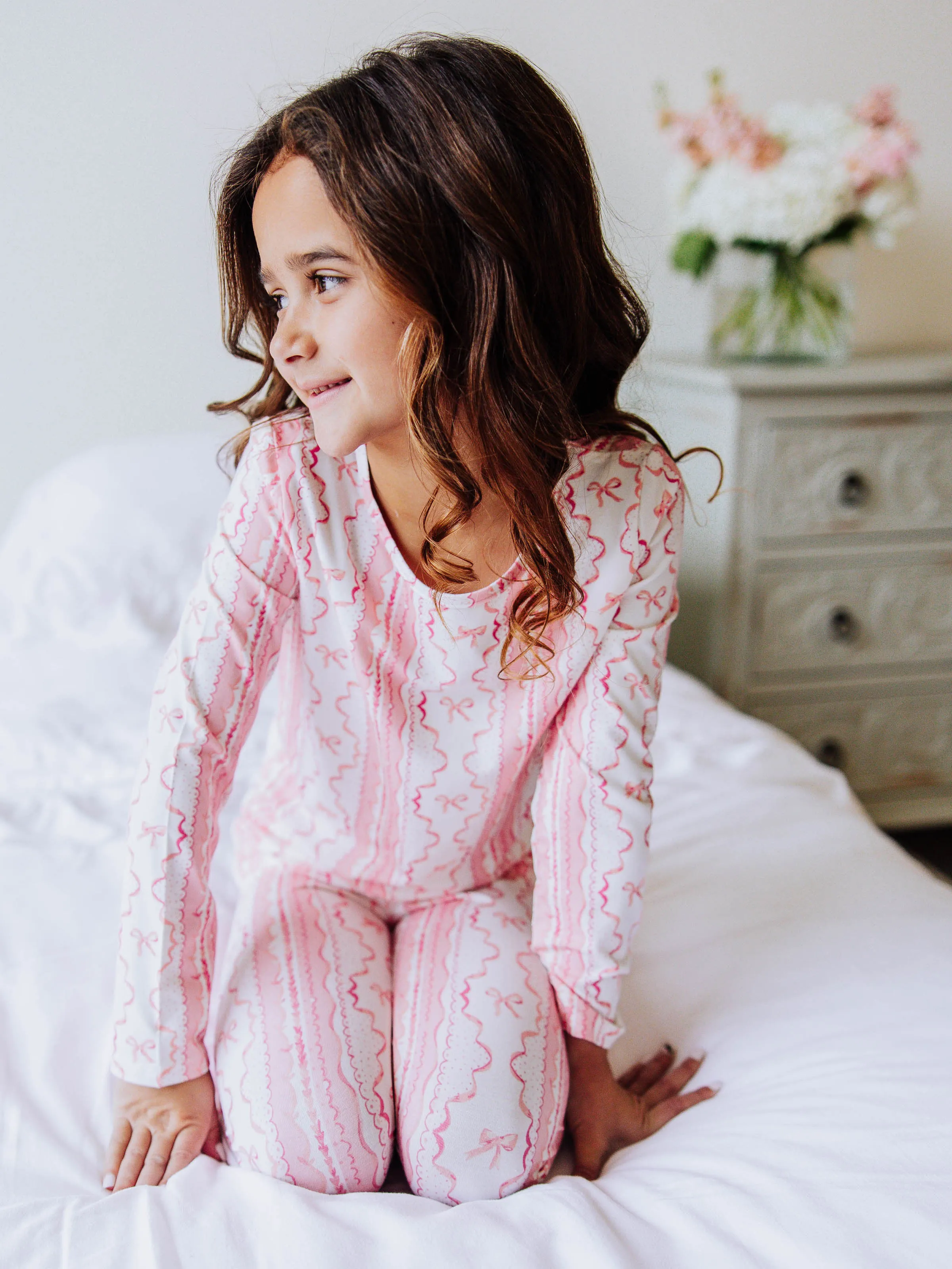 Cloud Fitted Pajamas - Pink Lace