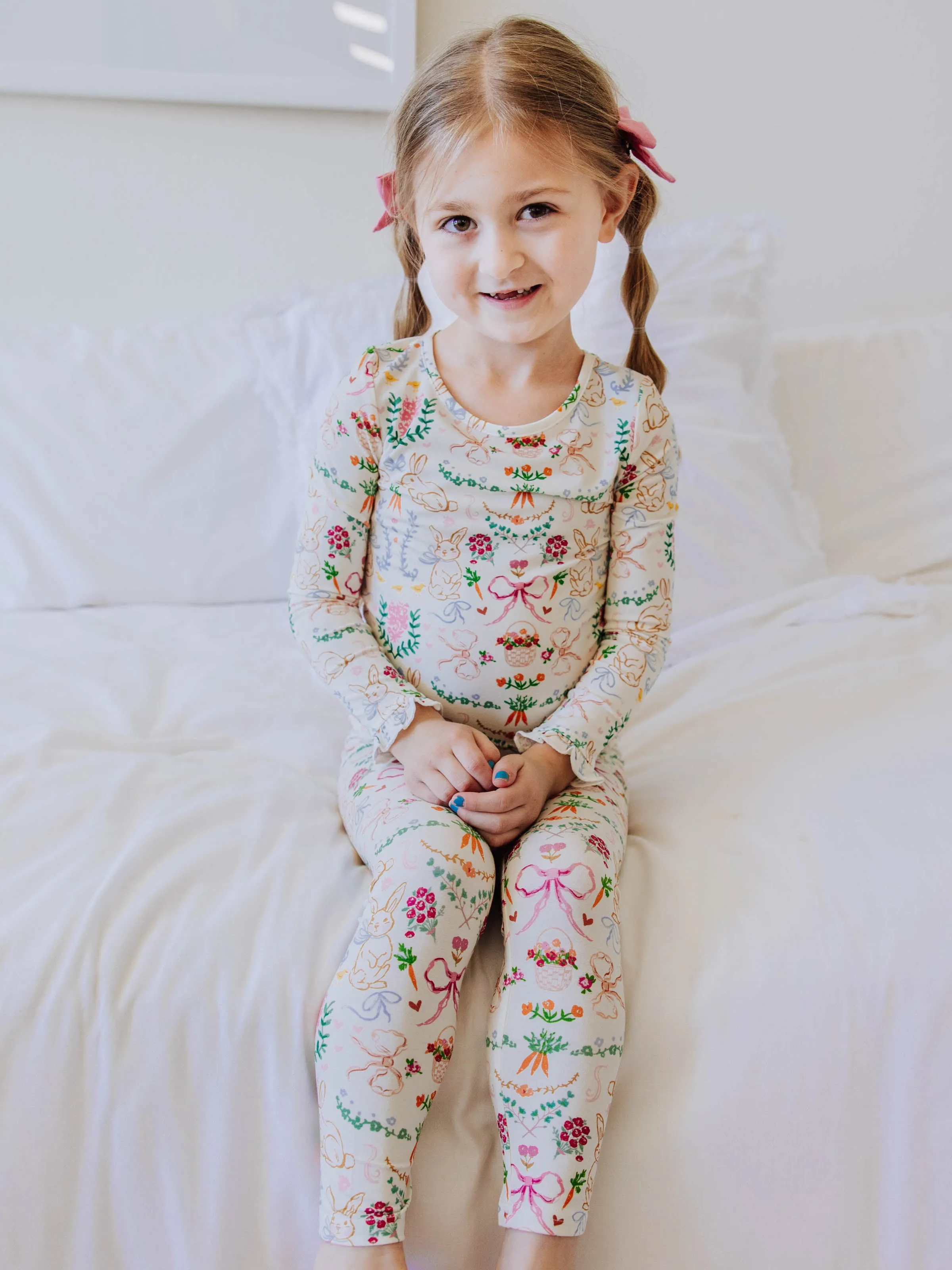 Cloud Fitted Ruffled Pajamas - Down the Bunny Trail