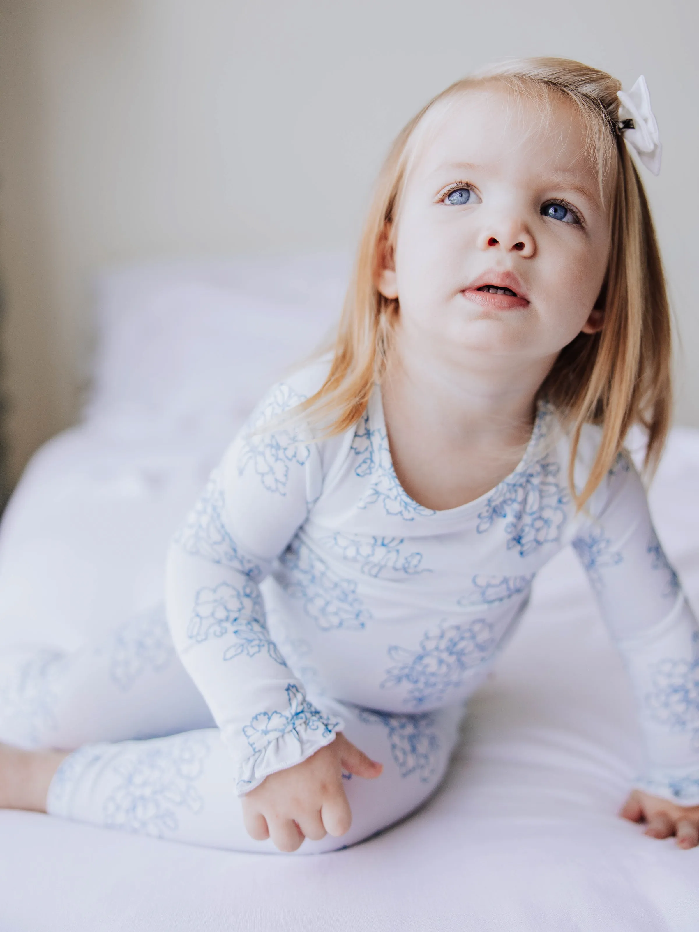 Cloud Fitted Ruffled Pajamas - Flourishing Blues