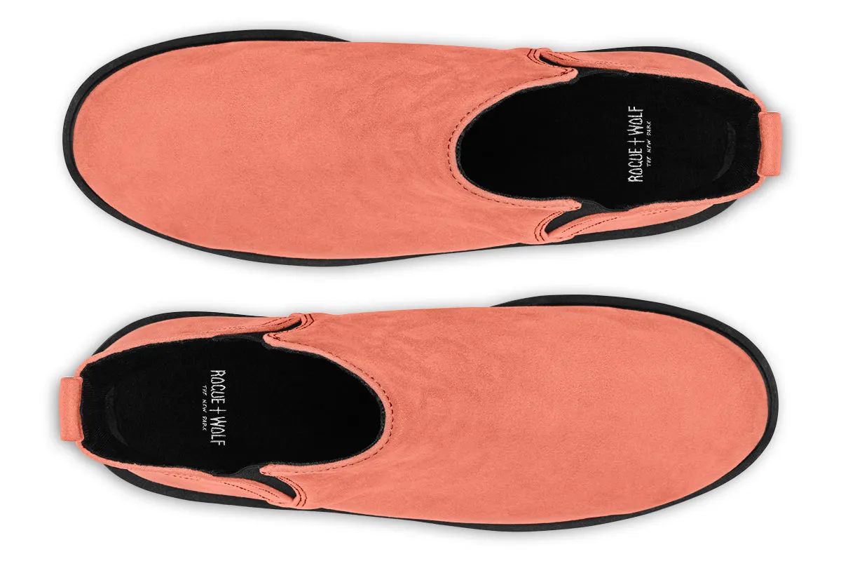 Coral Blush Chelsea Boots - Comfy Slip-On - Soft & Water-Resistant Micro-Suede Vegan Shoes