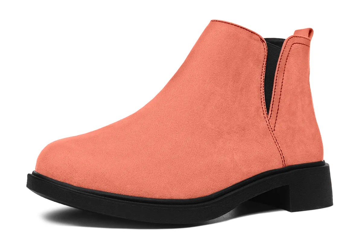 Coral Blush Chelsea Boots - Comfy Slip-On - Soft & Water-Resistant Micro-Suede Vegan Shoes