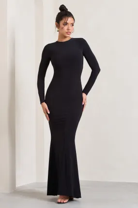 Donna | Black Long-Sleeved Open-Back Maxi Dress