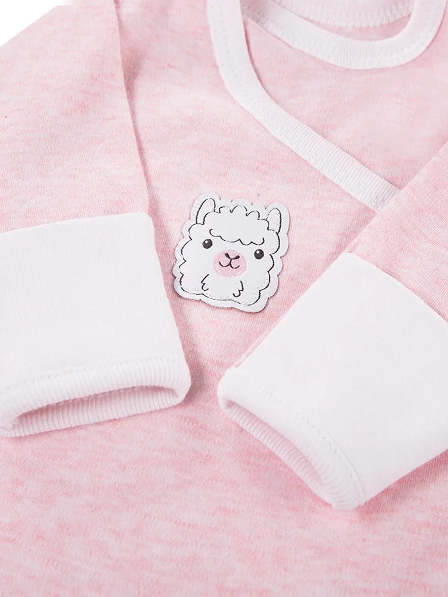 Early Baby Long Sleeved Bodysuit, Cute Alpaca Design - Pink