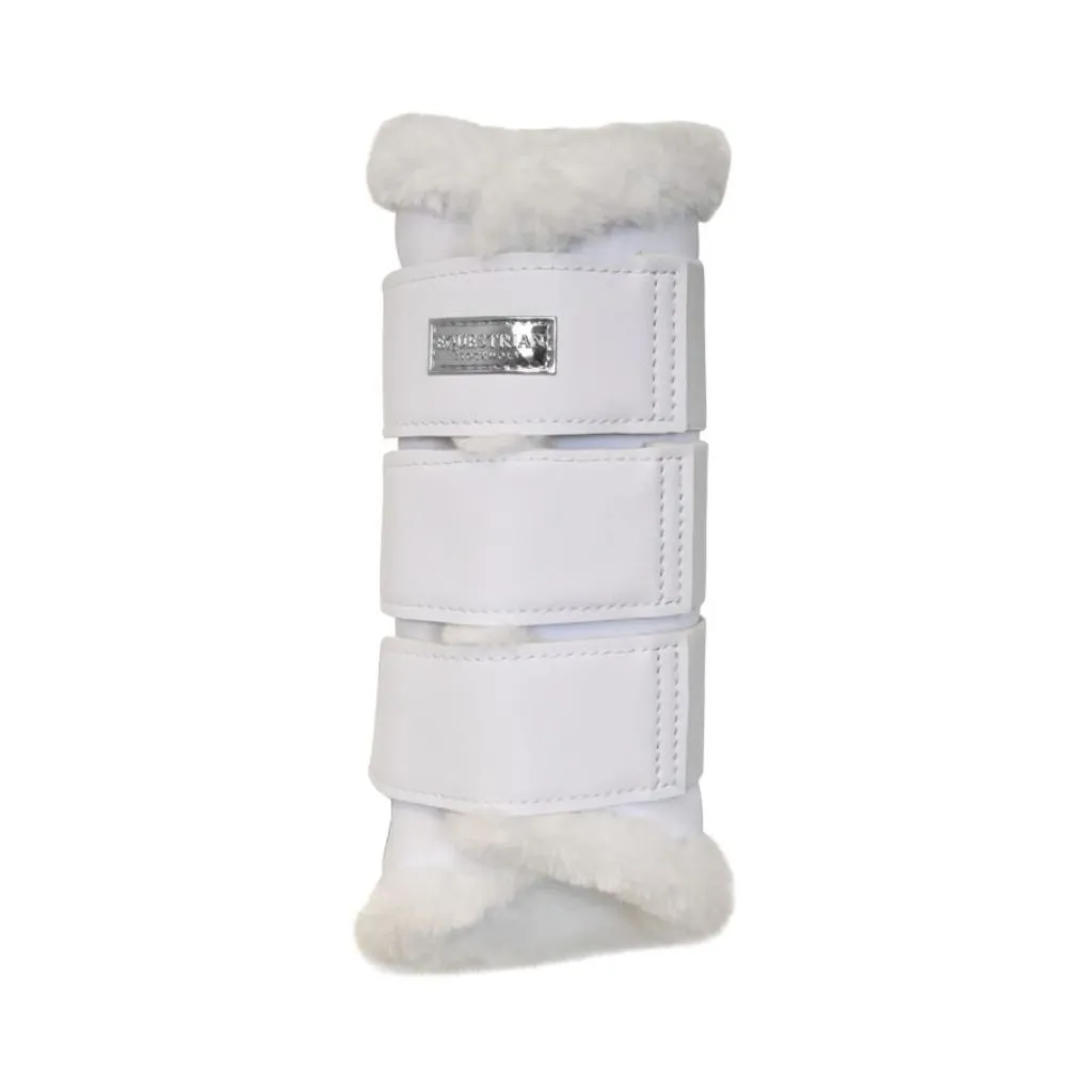 Equestrian Stockholm Fleece Lined Brushing Boots Pair WHITE SILVER