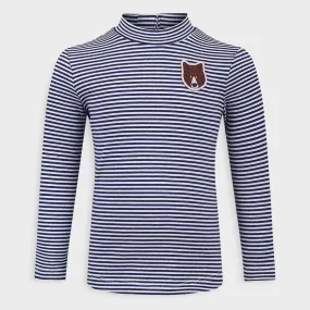 Ex Store Girls Long Sleeved Striped Bear Top