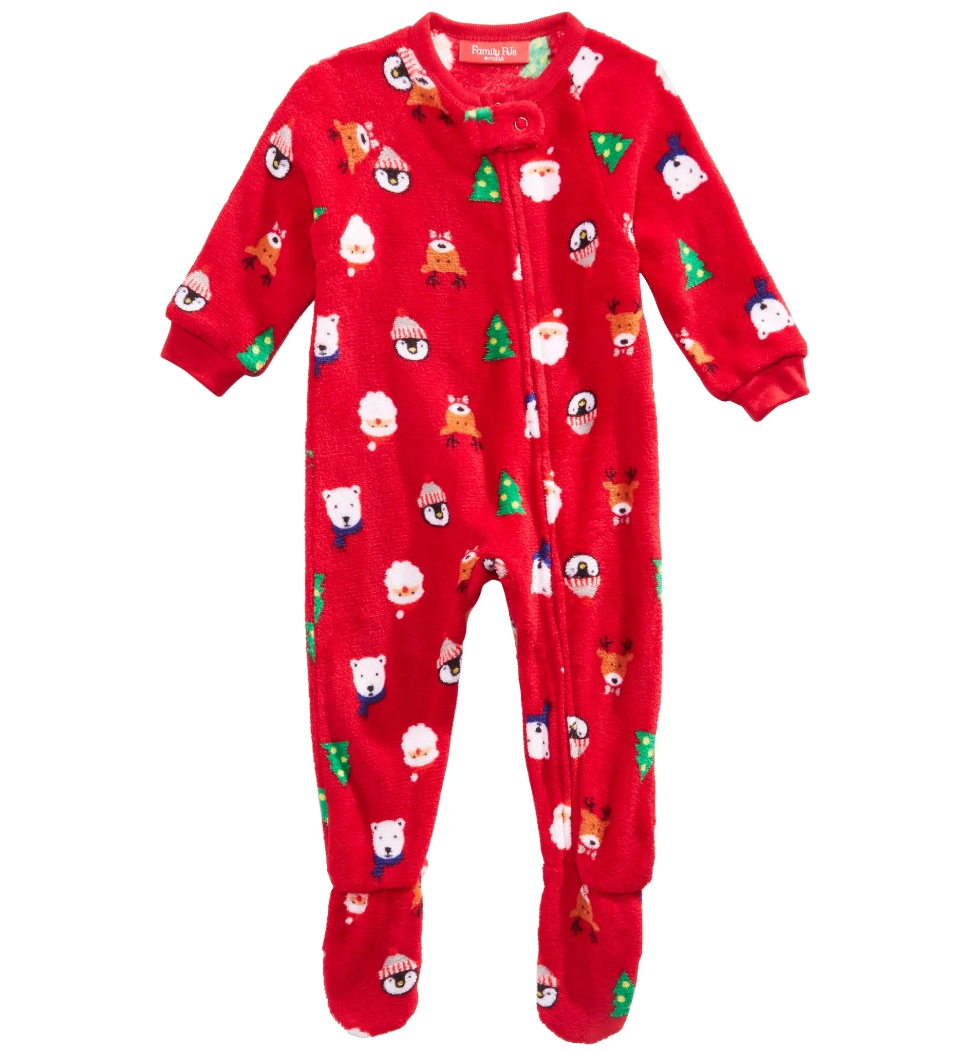 Family Pajamas Baby's Santa and Friends Footed Pajamas, Red, 18Months