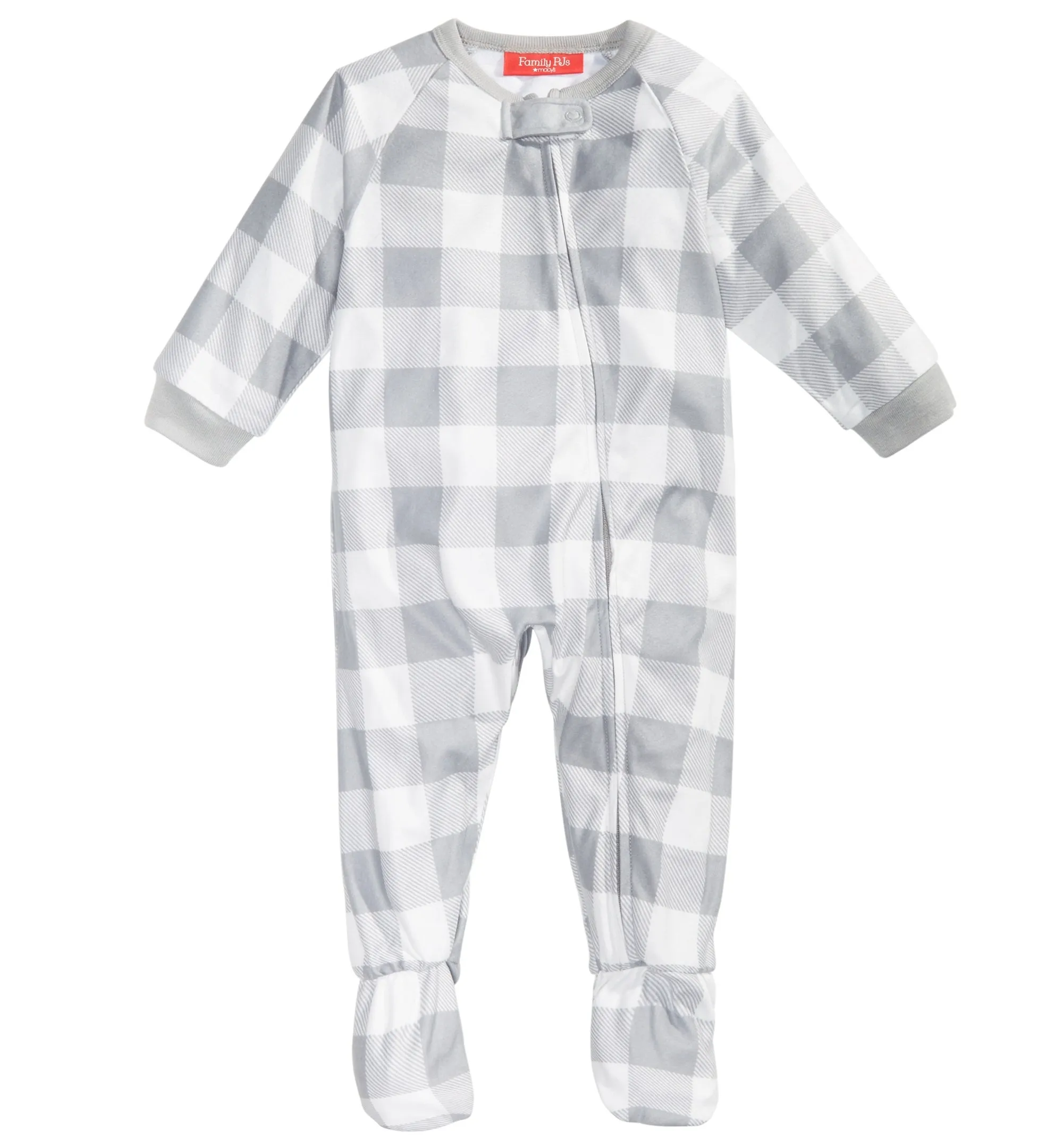 Family Pajamas Baby's Scoop-Neck Footed Pajamas, White Buffalo, 18MO