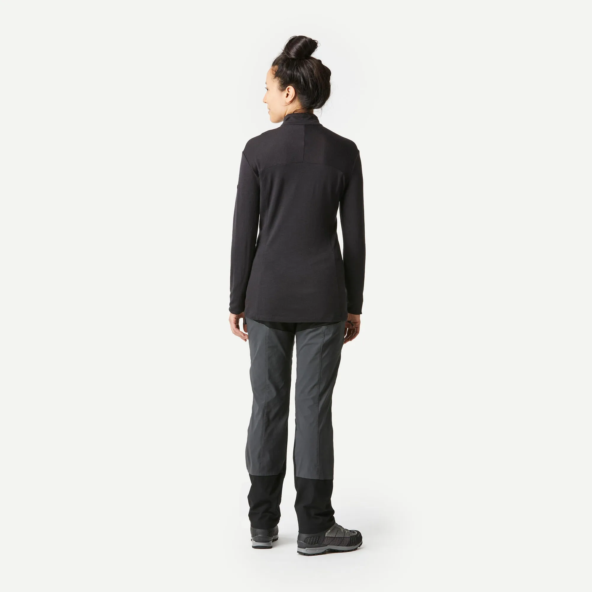 Forclaz Women's Long-sleeved Merino Zipped Neck T-shirt - MT500