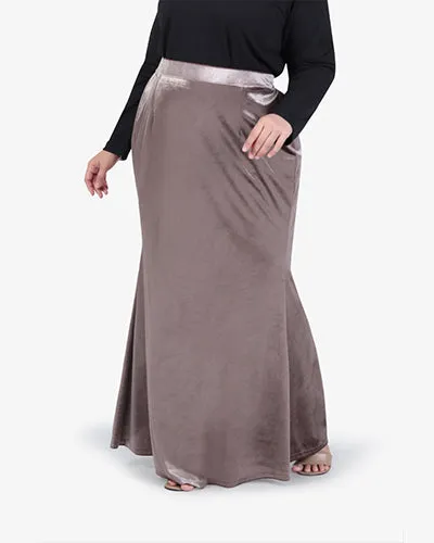 Frosty Festive Velvet Mermaid Skirt - Brown