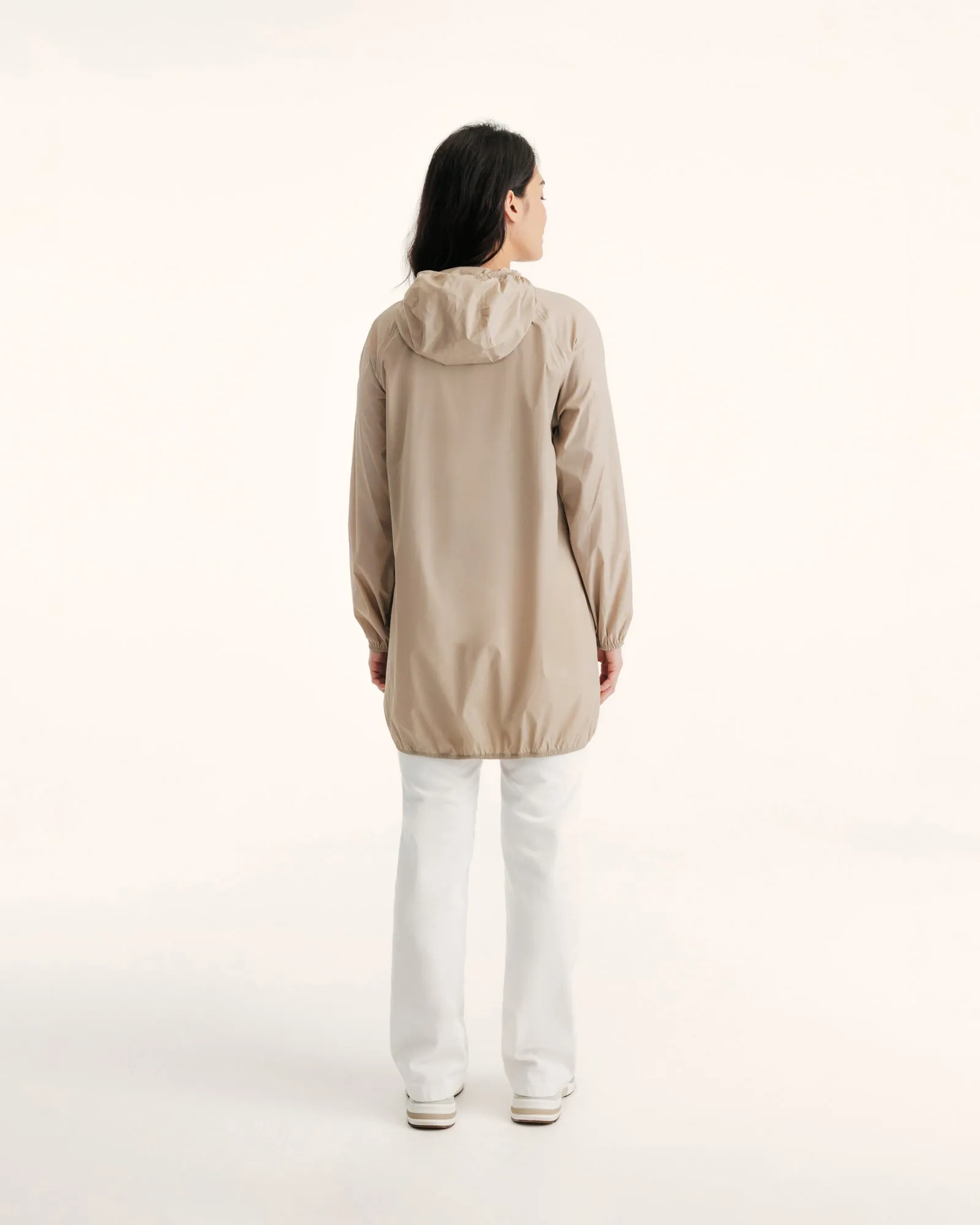 Glendale long waterproof jacket with hood Beige