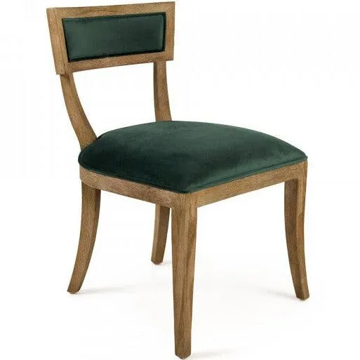 Green Velvet Curved Back Chairs - Pair