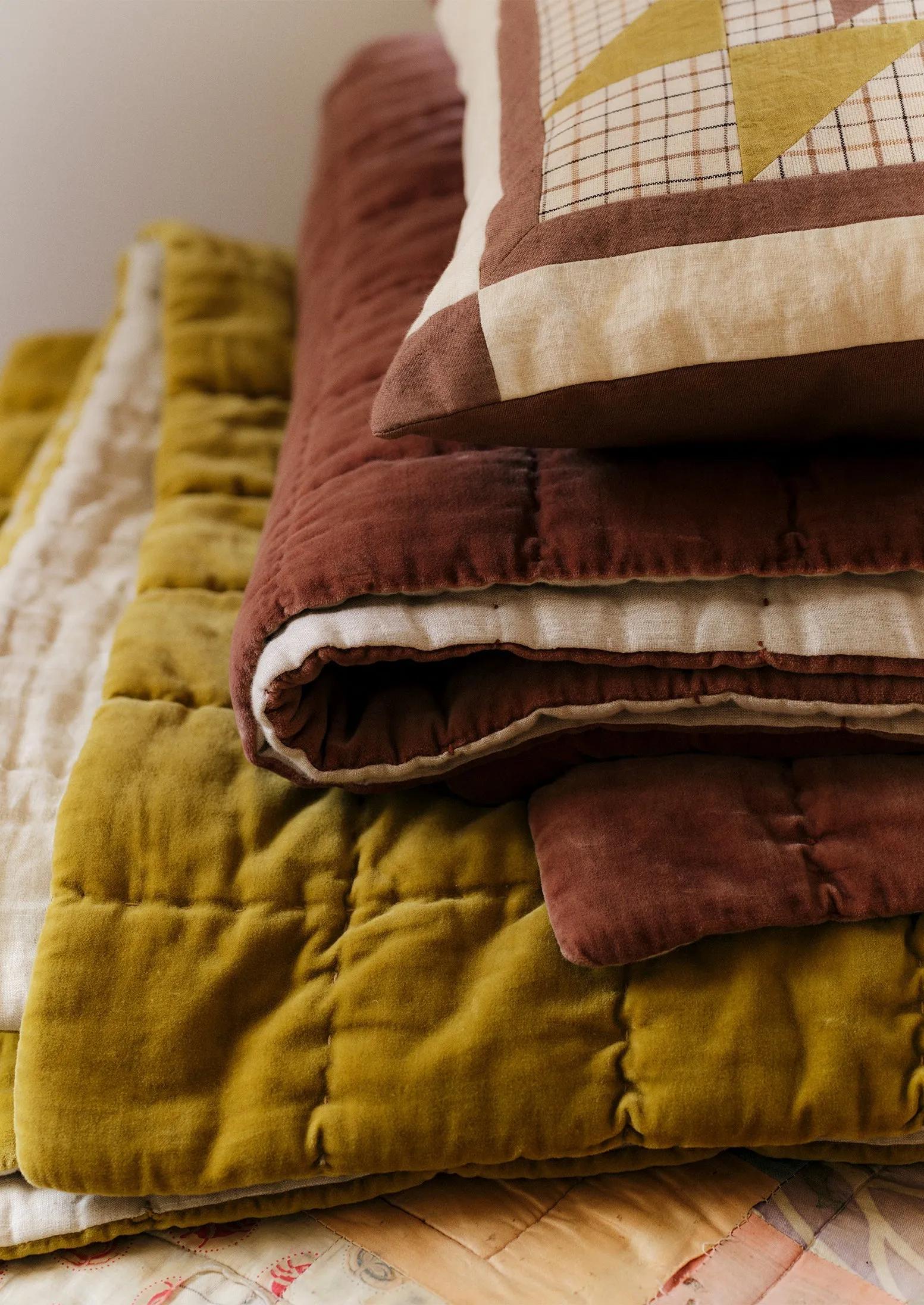 Hand Stitched Organic Velvet Quilt | Pomelo