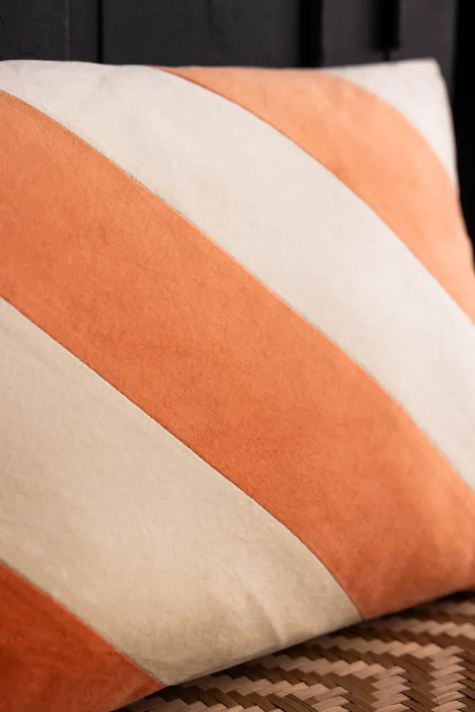 HKliving Peach & Cream Stripe Velvet Cushion