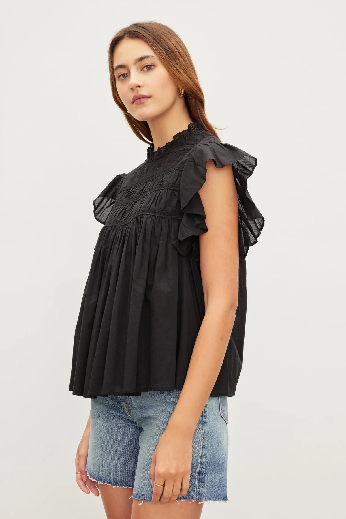 INESSA COTTON LACE TOP - VELVET