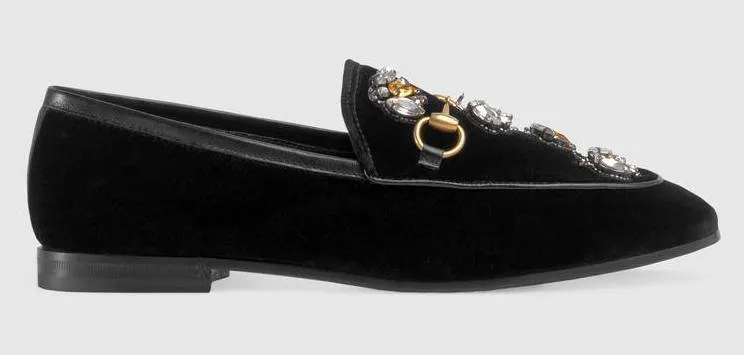 'Jordaan' Velvet Loafers with Crystal Bees