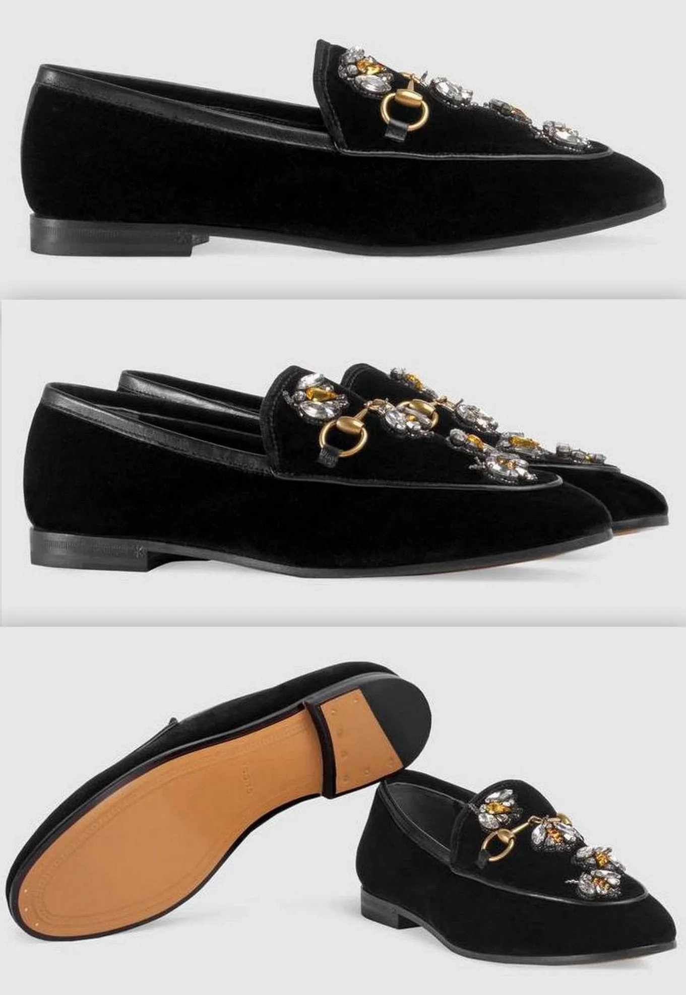 'Jordaan' Velvet Loafers with Crystal Bees