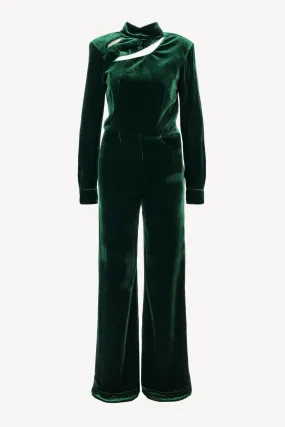 Jumpsuit Raquel Velvet in Emerald