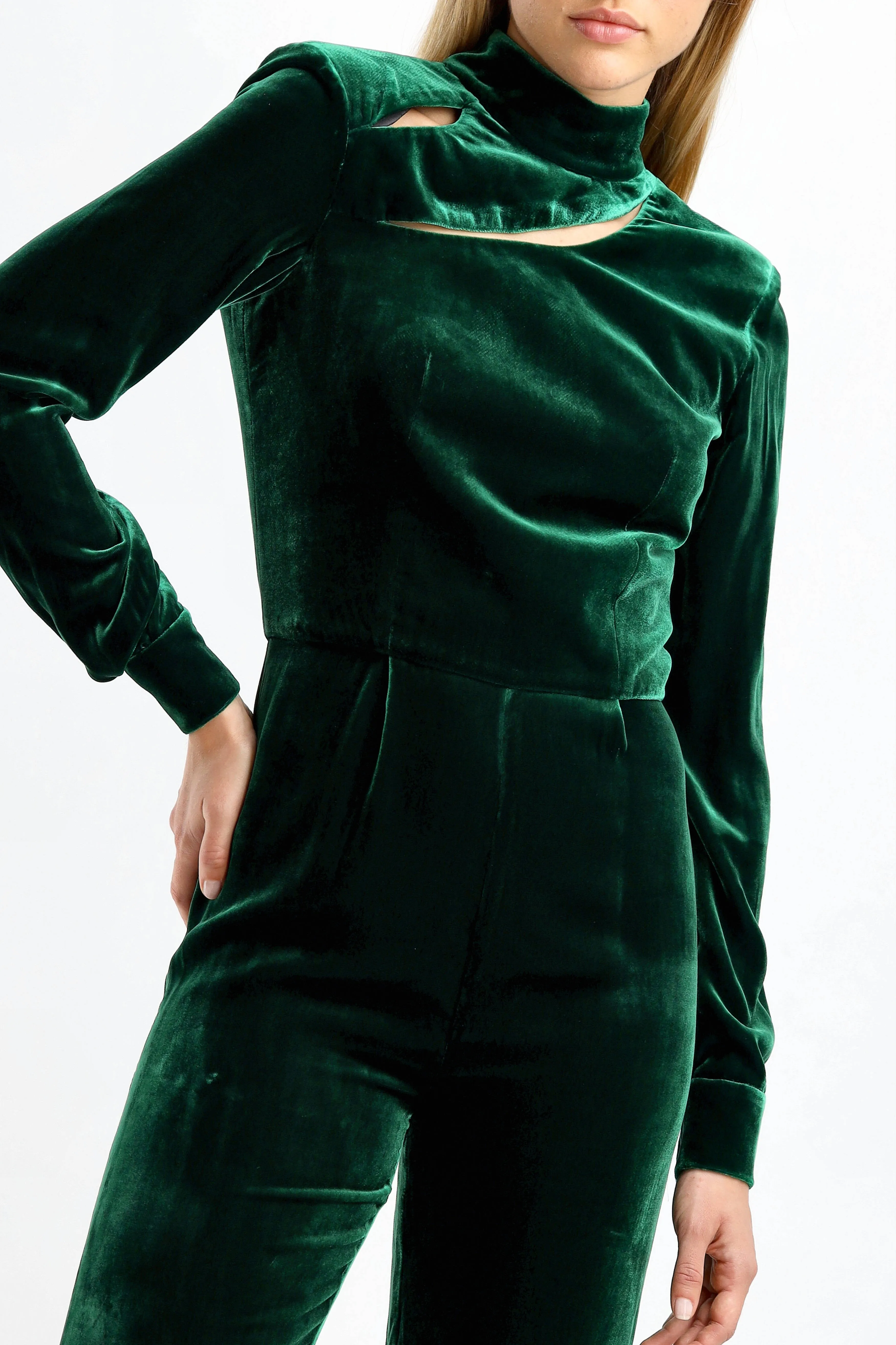 Jumpsuit Raquel Velvet in Emerald