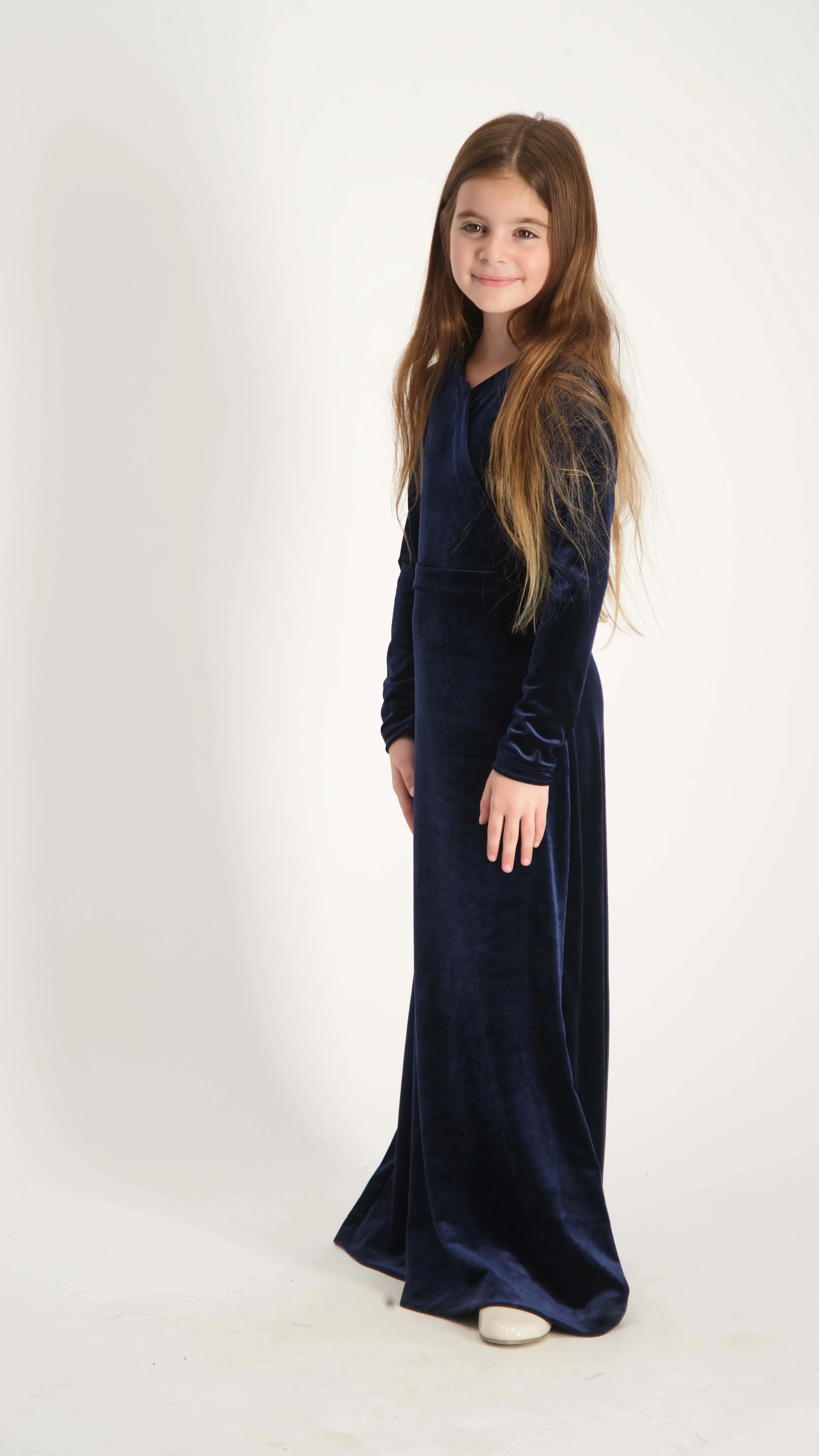 Kids Maxi Velvet Dress / Navy