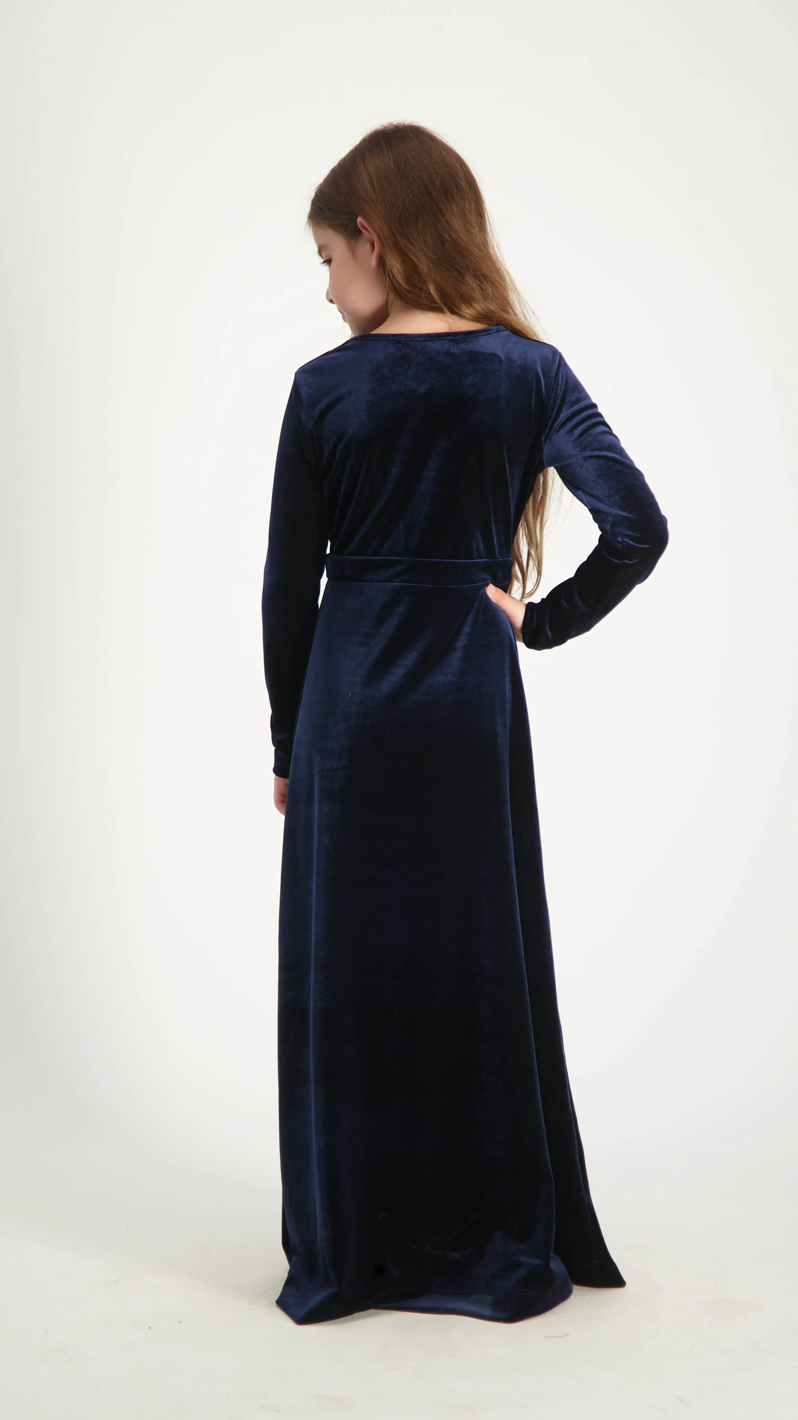 Kids Maxi Velvet Dress / Navy