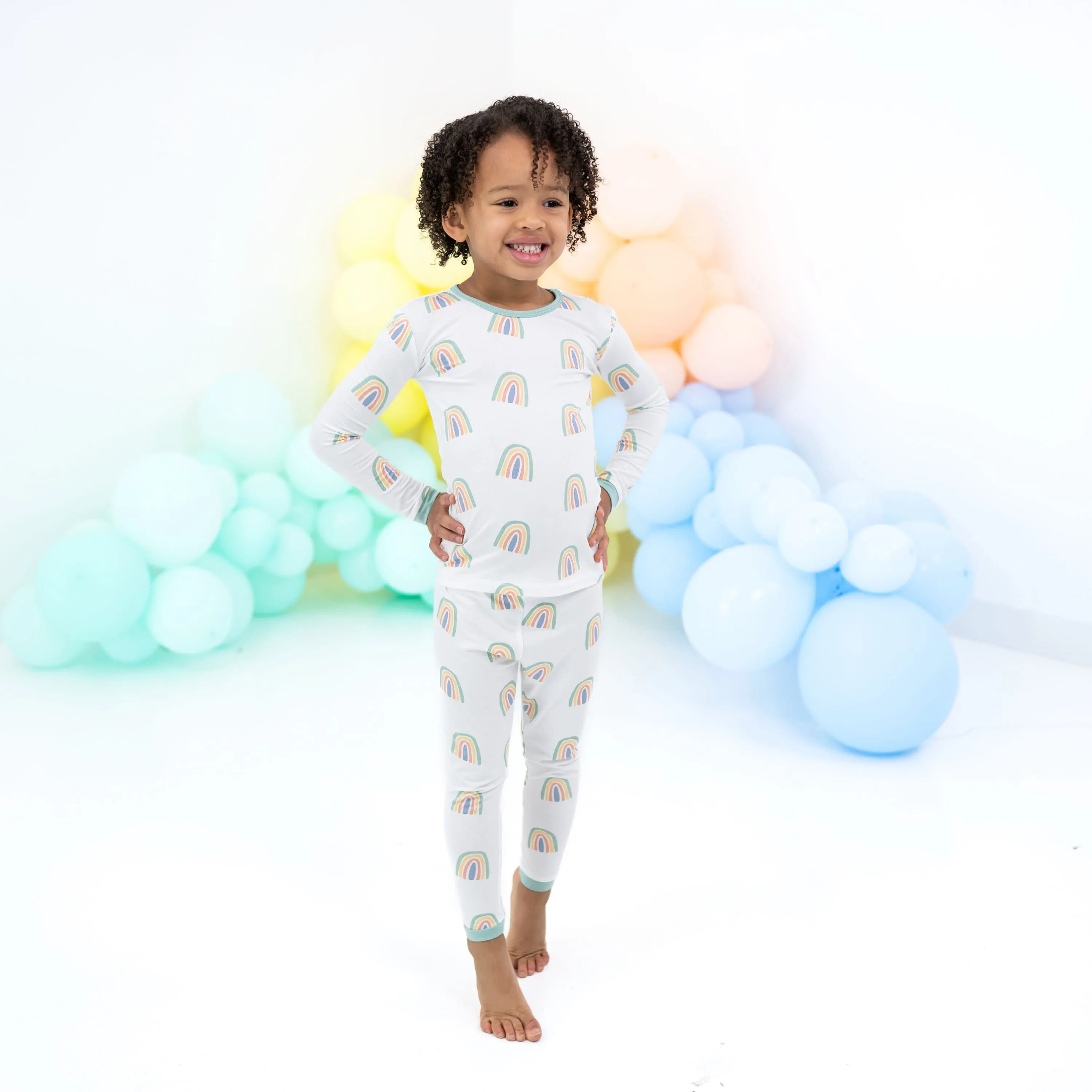 Long Sleeve Pajamas in Wasabi Rainbow