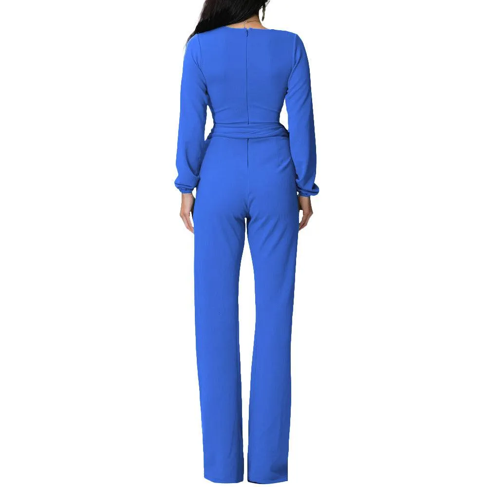 LONG SLEEVE WRAP JUMPSUIT